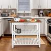Kitchen Island with Solid Wood Top, White & Cherry Natural view 2