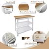 Kitchen Island with Solid Wood Top, White & Cherry Natural view 3