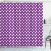 Ambesonne Abstract Shower Curtain, Picnic Inspired 50s 60s 70s Themed Polka Dot Retro Spotted Pattern Print, Cloth Fabric Bathroom Decor Set with Hooks, 69" W x 84" L, Purple White view 1