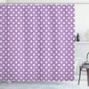 Ambesonne Abstract Shower Curtain, Picnic Inspired 50s 60s 70s Themed Polka Dot Retro Spotted Pattern Print, Cloth Fabric Bathroom Decor Set with Hooks, 69" W x 84" L, Lavender White view 1