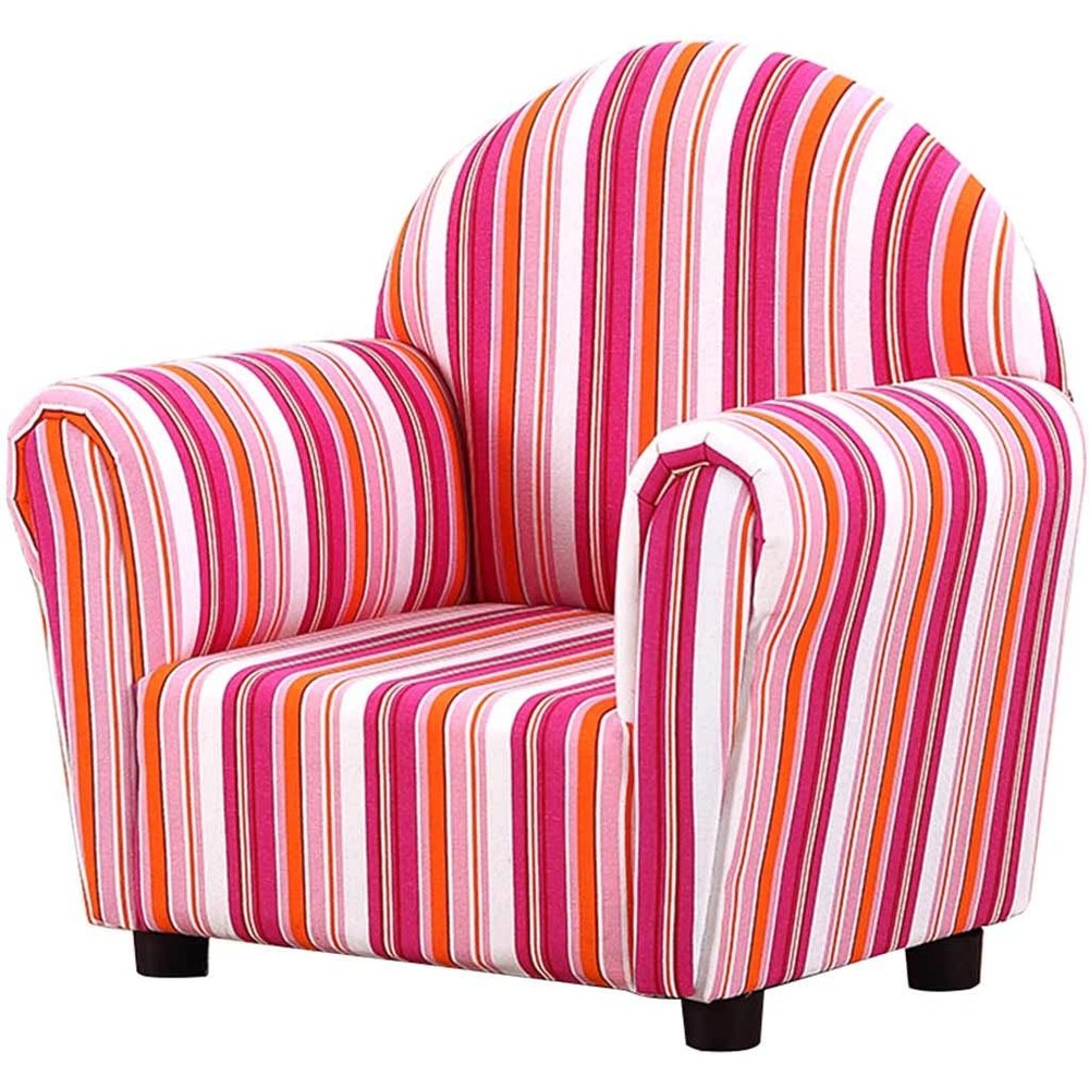 ZYCSKTL Couch Simple Striped Single Sofa Chair in The Living Room, Kindergarten Reading Learning Backrest Armchair, Suitable for 1-6 Years Old (Color : Pink, Size : 56 * 36.5 * 60cm)