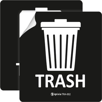 IGNIXIA Pack of 02 Recycle Sign Decals self Adhesive - Recycling Stickers 5 x 5 Inches Recycle and Trash Sticker for Trash can with Over Lamination- Recycle Labels (Black, 5 X 5 Inches)