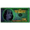 100 Dollars Bill Neon Sign Motivational Canvas Print Wall Art Office Decor, Entrepreneur Motivation, Money Artwork, Benjamin Franklin Neon Print, Money Bill Neon Sign (10" x 20") view 1