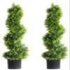 35inch Spiral Topiary Tree, 2 Pack Artificial Ceder Outdoor Plants, Boxwood Topiary Trees Fake Greenery for Front Porch Home Decor view 1