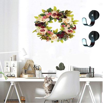 Jinegelela 2PCS Magnetic Metal Wreath Hanger Door Hook, Wreath Hook Holder for Metal Door (Black)