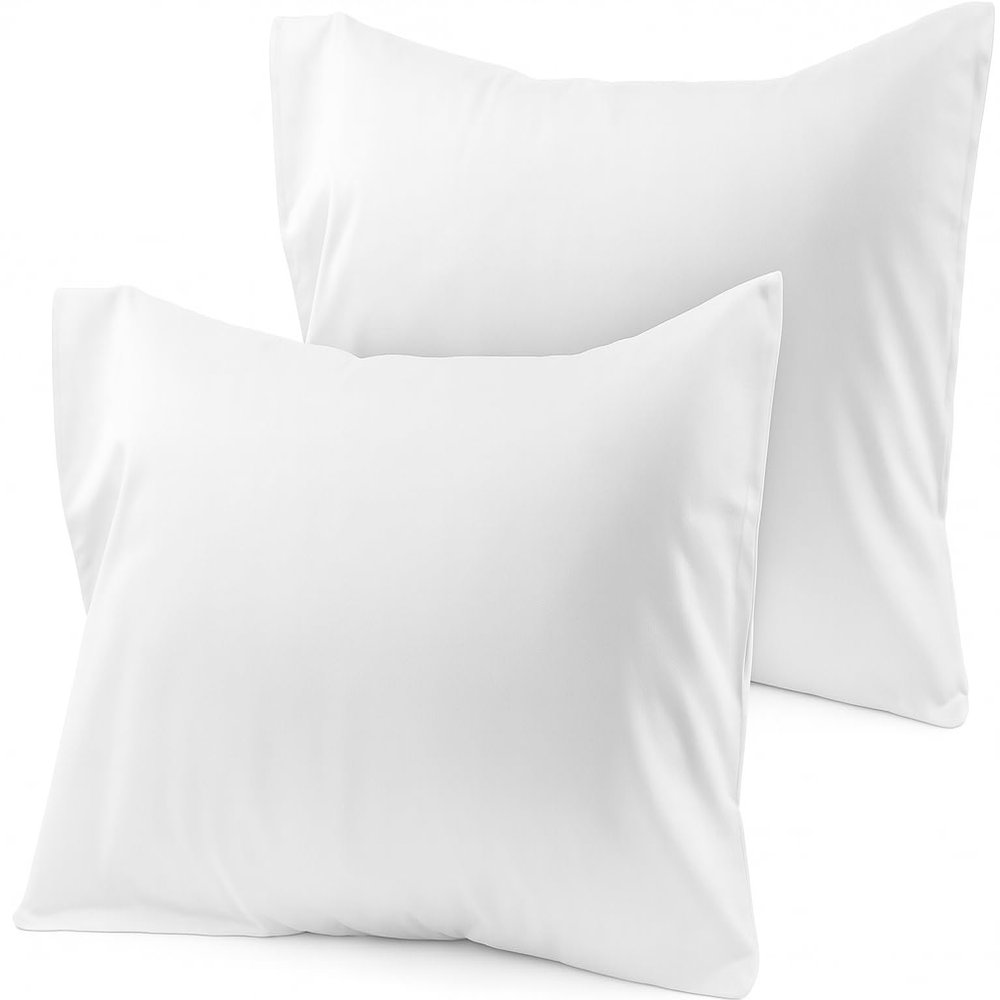 COTTON STICH Toddler Pillowcases 12x16 Set of 2, 100% Cotton 600 Thread Count, Soft Breathable Kids Pillow Covers, Zipper Closure, Small Travel Pillowcase, White