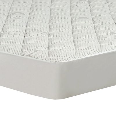 All-in-One Water-Resistant Charcoal Effects Odor Control and Cooling Fitted Mattress Pad, Queen,White
