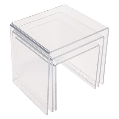 Set of 3 Clear Acrylic Nesting Display Risers 9 L x 8 W x 9 H and Smaller For Displaying Collections at Home or Products in a Store (Quantity 1) (1)