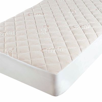 All-in-One Water-Resistant Copper Effects Hygienic Fitted Mattress Pad, Full,White
