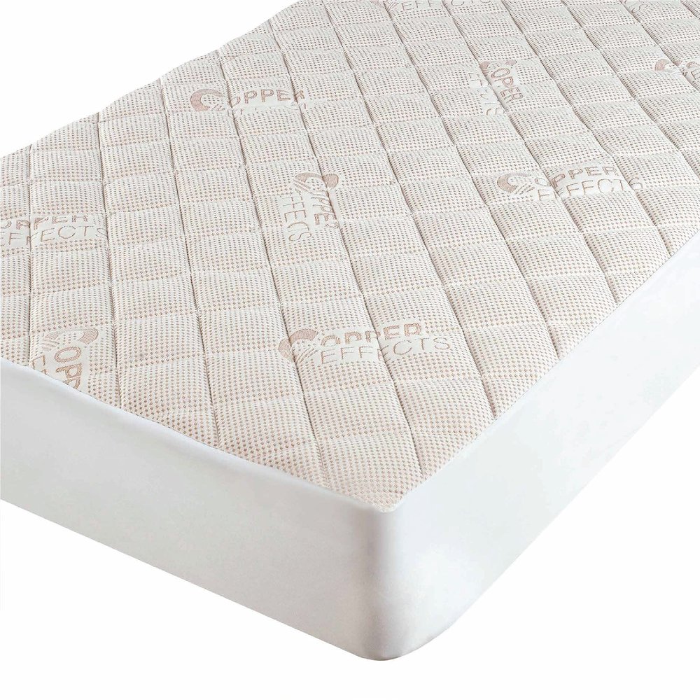 All-in-One Water-Resistant Copper Effects Hygienic Fitted Mattress Pad, Full,White