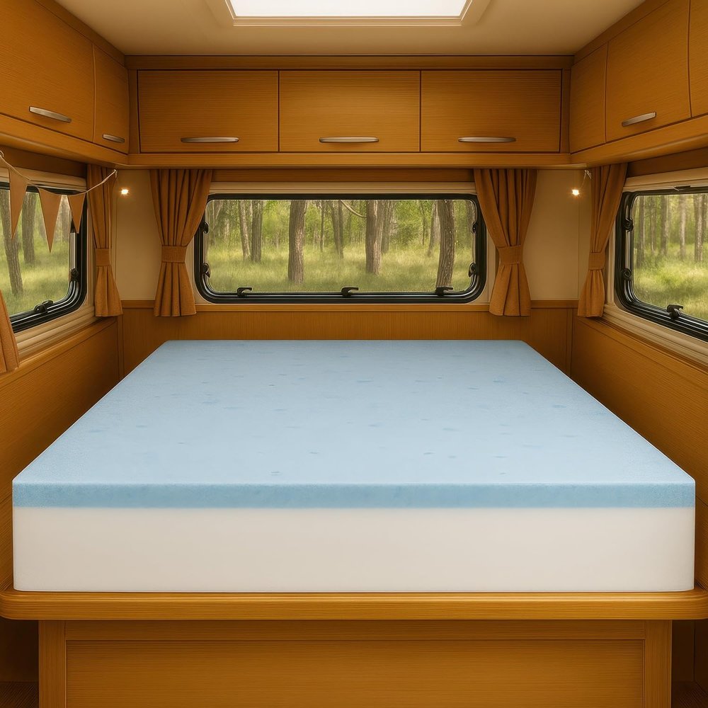 Foamma 3" x 35" x 79", Medium Firm with Gel Memory Foam (No Cover), Mattress Topper for RV Bunk, Camper, Truck & Travel Trailer, Back Support, CertiPUR-US Certified, Made in USA, Cover Not Included.