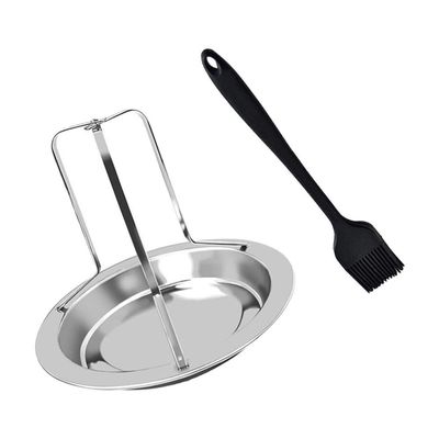 Cabilock Versatile Stainless Steel BBQ Roasting Rack with Removable Base and Brush for Camping Hiking and Outdoor Grilling Activities Effortless Cleaning and Space-Saving Design