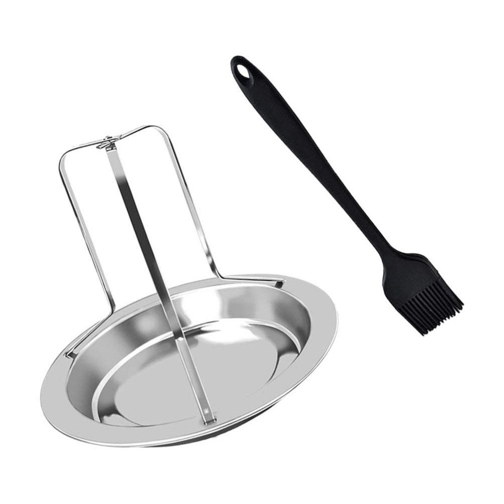 Cabilock Versatile Stainless Steel BBQ Roasting Rack with Removable Base and Brush for Camping Hiking and Outdoor Grilling Activities Effortless Cleaning and Space-Saving Design