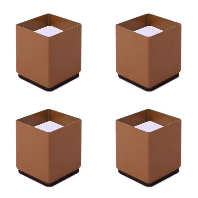 4pcs Furniture Lift Risers Carbon Steel Bed Leg,Self-Adhesive Heavy Duty Furniture Raisers,Adds Height to Sofas Cabinets,Non-Slip Lift Blocks for Table Couch Desk,Square,2CM Groove(brown6x10cm)