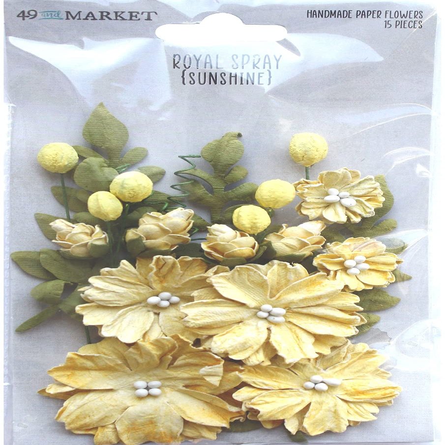 49 AND MARKET Royal Spray Paper Flowers 15/Pkg - Sunshine