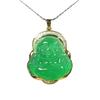 Gojade Gold Plate Green JADE Pendant Buddha God Necklace Diamond Imitation 100013, 38mm X 32 mm X 8 mm, Yellow,Green view 1