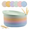 12 PACK 9 Inch Lightweight Wheat Straw Plates, Unbreakable Deep Kids Pates, Plastic Plates Reusable, Dinnerware Sets Gifts, Microwave & Dishwasher Safe, Camping Kitchen Party Use, BPA Free,6 Colors view 1