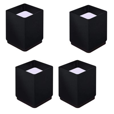 4pcs Furniture Lift Risers Carbon Steel Bed Leg,Self-Adhesive Heavy Duty Furniture Raisers,Adds Height to Sofas Cabinets,Non-Slip Lift Blocks for Table Couch Desk,Square,2CM Groove(black6x10cm)
