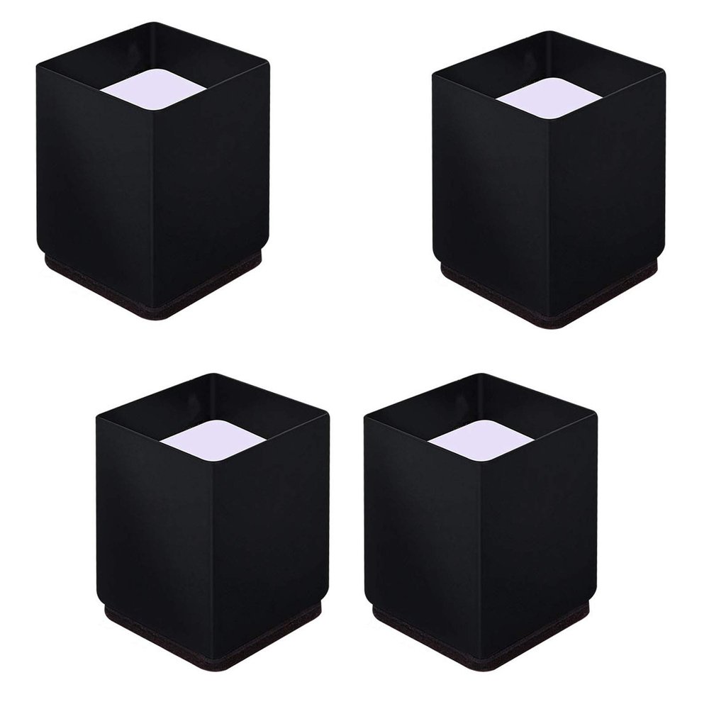 4pcs Furniture Lift Risers Carbon Steel Bed Leg,Self-Adhesive Heavy Duty Furniture Raisers,Adds Height to Sofas Cabinets,Non-Slip Lift Blocks for Table Couch Desk,Square,2CM Groove(black6x10cm)
