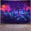 Aidatain Punk Cityscape Neon Street Scene Game Scene Tapestry Japanese Anime Flannel Large Size 80x60 Inches Tapestry for Bedroom Living Room GTHHAT78 view 1