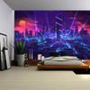Aidatain Punk Cityscape Neon Street Scene Game Scene Tapestry Japanese Anime Flannel Large Size 80x60 Inches Tapestry for Bedroom Living Room GTHHAT78 view 2