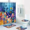 Britimes 4 Piece Shower Curtain Sets, Blue Ocean Fish with Non-Slip Rugs, Toilet Lid Cover and Bath Mat, for Bathroom Decor Set, 72" x 72" view 1