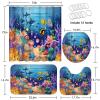 Britimes 4 Piece Shower Curtain Sets, Blue Ocean Fish with Non-Slip Rugs, Toilet Lid Cover and Bath Mat, for Bathroom Decor Set, 72" x 72" view 2