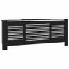 vidaXL Radiator Cover with Adjustable Length, Slatted Design Heater Cover Cabinet with Storage Shelf, Hide Cluttered Pipes, MDF, 55.9"-80.7" x 8.1" x 32.1", Black view 1
