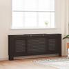 vidaXL Radiator Cover with Adjustable Length, Slatted Design Heater Cover Cabinet with Storage Shelf, Hide Cluttered Pipes, MDF, 55.9"-80.7" x 8.1" x 32.1", Black view 2