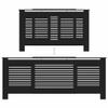 vidaXL Radiator Cover with Adjustable Length, Slatted Design Heater Cover Cabinet with Storage Shelf, Hide Cluttered Pipes, MDF, 55.9"-80.7" x 8.1" x 32.1", Black view 4