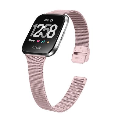 TryBest Watch Metal Strap Compatible for Fitbit Sense and Fitbit Versa 3,Narrow Thin Stainless Steel Replacement Strap Replacement Wristband Adjustable Wrist for 5.5-8.1 inch for Women - Pink