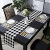 13x70inch Burlap Table Runners, Farmhouse Buffalo Plaid Check, Non-Slip Heat Resistant Placemats Set of 6, Cotton Linen Table Mats Liner Set for Kitchen Dining Table, Black White view 2