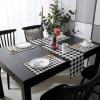 13x70inch Burlap Table Runners, Farmhouse Buffalo Plaid Check, Non-Slip Heat Resistant Placemats Set of 6, Cotton Linen Table Mats Liner Set for Kitchen Dining Table, Black White view 3
