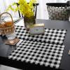 13x90inch Burlap Table Runners, Farmhouse Buffalo Plaid Check, Non-Slip Heat Resistant Placemats Set of 6, Cotton Linen Table Mats Liner Set for Kitchen Dining Table, Black White view 4