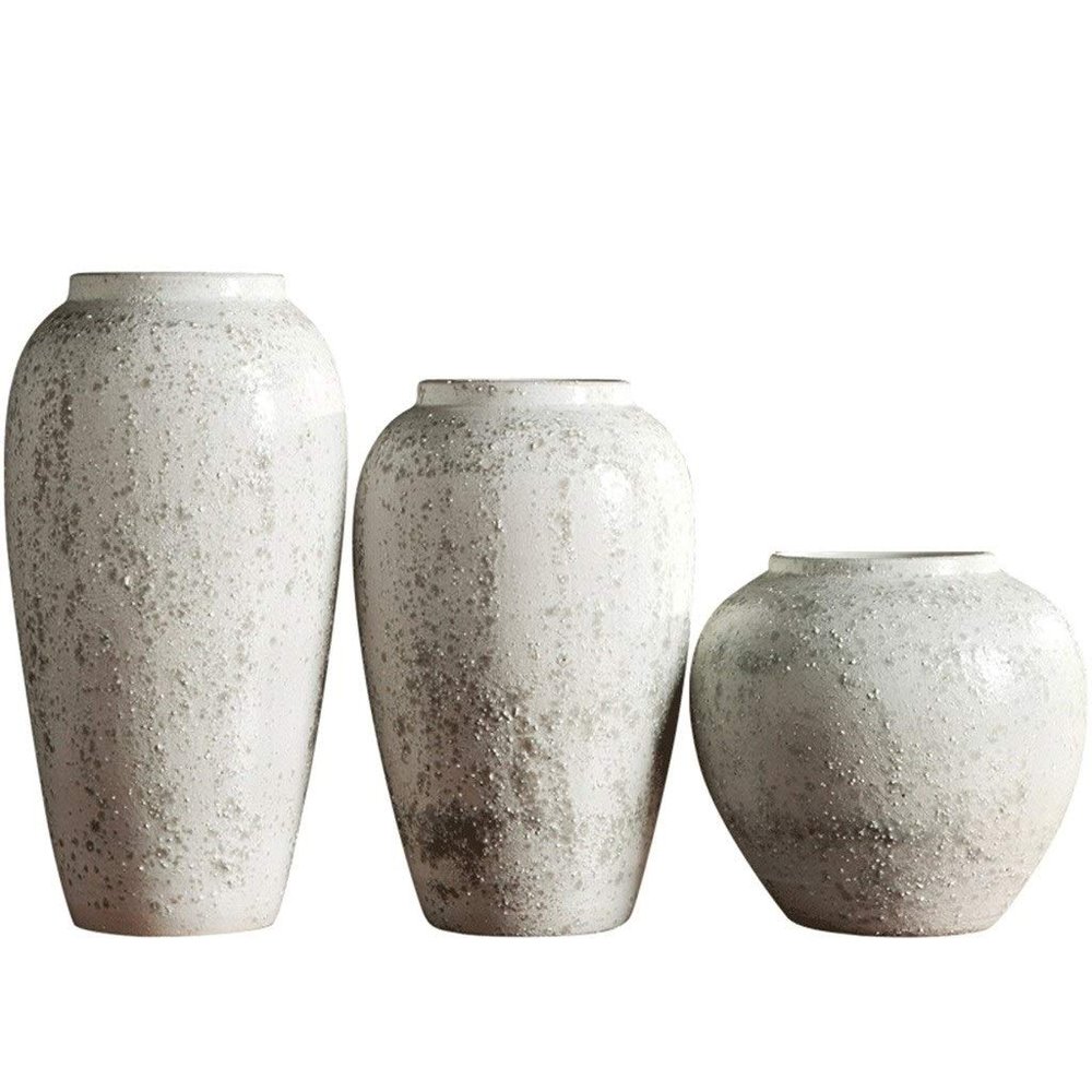 Indoor Gardening Flower Arrangement Retro Ceramic Ornaments, Stoneware Jar Storage Tank Kitchen Decorative Vase Retro Style Flower Vase Art Flower Arrangement Ceramic Vase Rose vases (Size : 3)