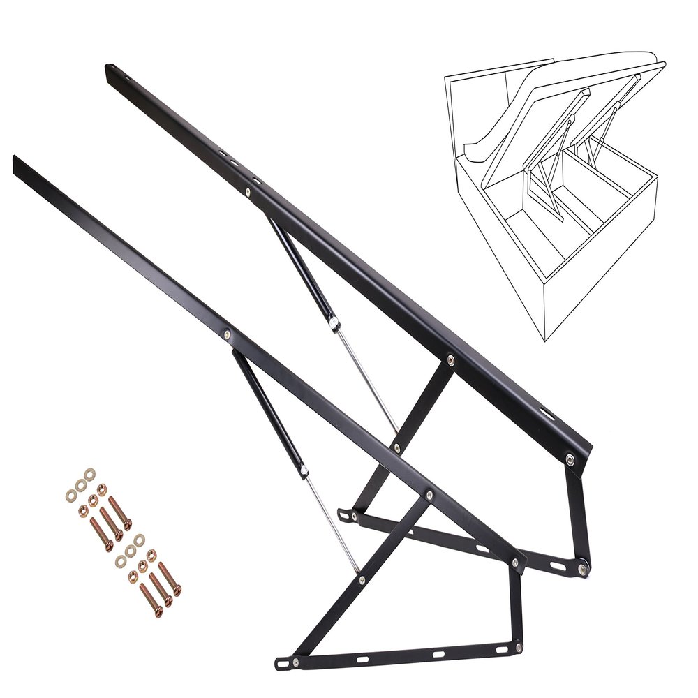 ECLV 5FT Gas Piston Bed Lift Mechanisms for Sofa Bed Box Storage King Queen Twin Space Saving DIY Project Hardware,Black