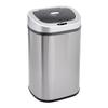 Amazon Basics Automatic Trash Can with Lid, Hands-Free, Stainless Steel, D-Shaped 80 l, 2 Bins view 1
