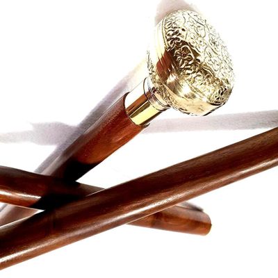 Flower Handle Walking Cane Brass Stick Handle Wooden Vintage Designer Antique Victorian Style Foldable Wooden Walking Cane