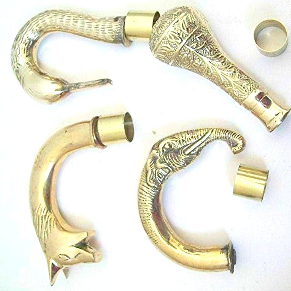 Vimal Nautical Standard Size Brass Victorian Handle Wooden Walking Stick Cane Designer 4 pcs Handmade Style for Wooden Walking Stick Cane Design Gift Style