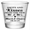 Personalized wedding favors, wedding shot glasses, shots and kisses from the new Mr. and Mrs,. wedding shot glasses in bulk view 1