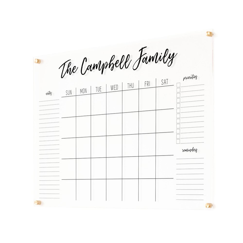 Family Wall Calendar, Personalized Family Calendar, Acrylic Calendar, 2023 Calendar