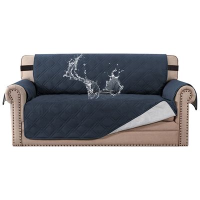 H.VERSAILTEX 100% Waterproof Sofa Slipcover Washable Loveseat Cover for 2 Cushion Cover Non-Slip Furniture Protector with Silicone Backing Couch Cover for Pets (Oversized Loveseat, Navy)