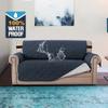 H.VERSAILTEX 100% Waterproof Sofa Slipcover Washable Loveseat Cover for 2 Cushion Cover Non-Slip Furniture Protector with Silicone Backing Couch Cover for Pets (Oversized Loveseat, Navy) view 2