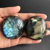 MOKACRYSTAL 90g-110g Natural Raw Rock Flashy Blue Fire Labradorite Crystal Polished Palm Stone 1pc view 4