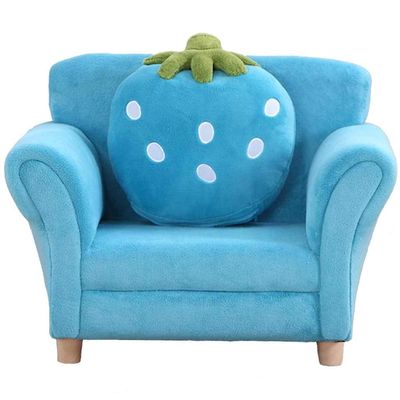ZYCSKTL Couch Boy and Girl Princess Cute Cartoon Strawberry Single Sofa Chair, Bedroom Reading Corner Soft Coral Fleece Armchair, Load-Bearing 60kg (Color : Blue, Size : 48 * 55 * 67cm)