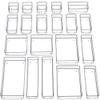 SMARTAKE 20-Piece Drawer Organizer with Non-Slip Silicone Pads, 7-Size Desk Drawer Organizer Trays Storage Tray for Makeup, Jewelries, Utensils in Bedroom Dresser, Office and Kitchen (Clear) view 1