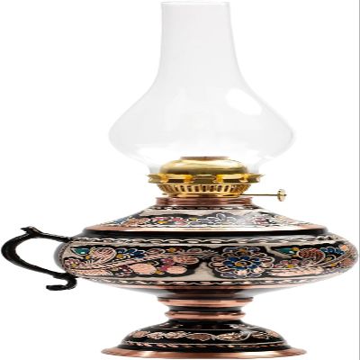Handmade Copper Oil Lamp for Indoor Use 17.32 Vintage Hurricane Lanterns Decorative Indoor Emergency Lanterns for Power Outages Lights and Decorative Table Lamp Christmas Gift Farmhouse Kitchen Decor