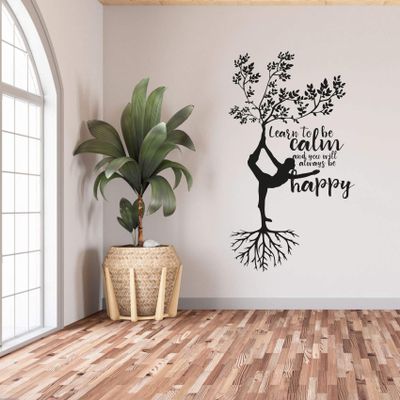 Learn To Be Calm Meditation Quotes Yoga Exercise Relax Fitness Quote Wall Sticker Art Decal for Girls Boys Room Rooms Bedroom Gym House Home Decor Stickers Walls Art Vinyl Decoration Size (30x27 inch)