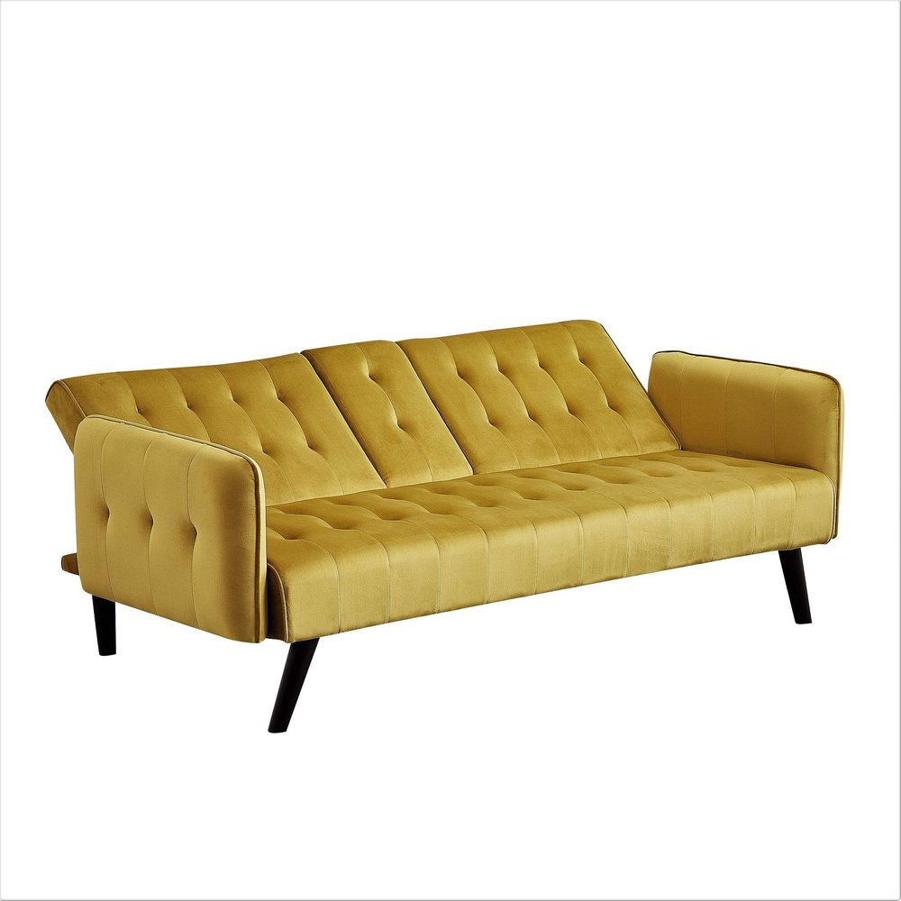 Container Furniture Direct Mid-Century Modern Velvet Uphostered Sofabed, Gilded Gold