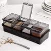 kitchen Black Acrylic Spice Container Kitchen Seasoning Box Salt Shaker Spice Jar with 4 Spoons view 3